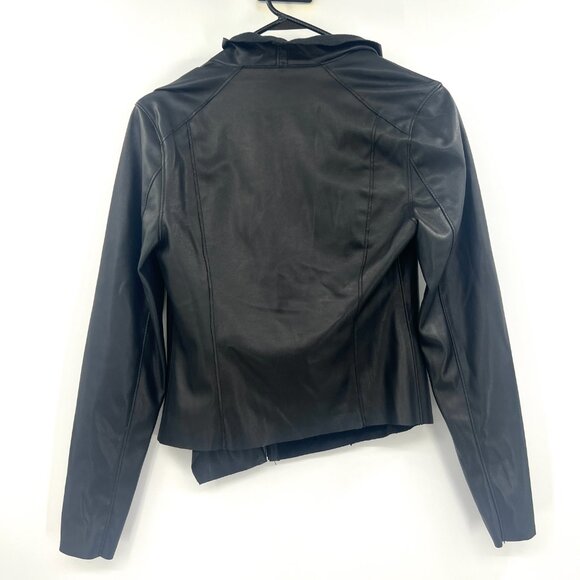 Blank NYC Black Faux Leatheer Asymmetrical Zip Jacket Women's Small - Picture 4 of 4